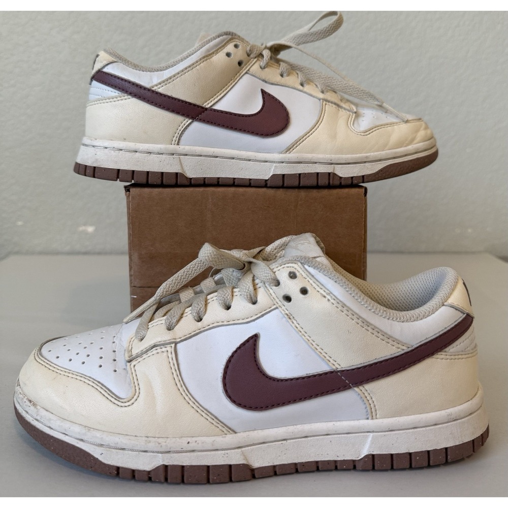 Nike Dunk Low Youth – Cream/White w/ Burgundy Swoosh – Size US 6Y – Style DD1873